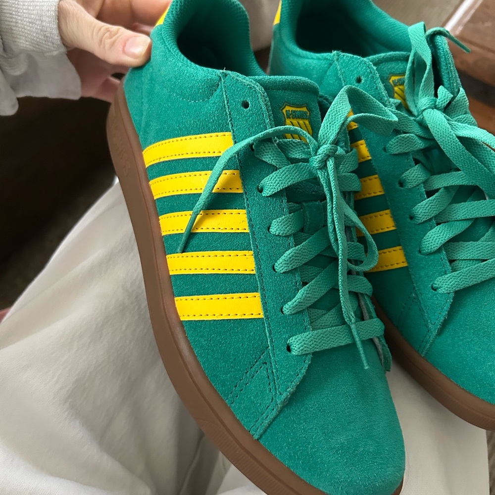 K-Swiss Teal and Yellow Suede Sneakers